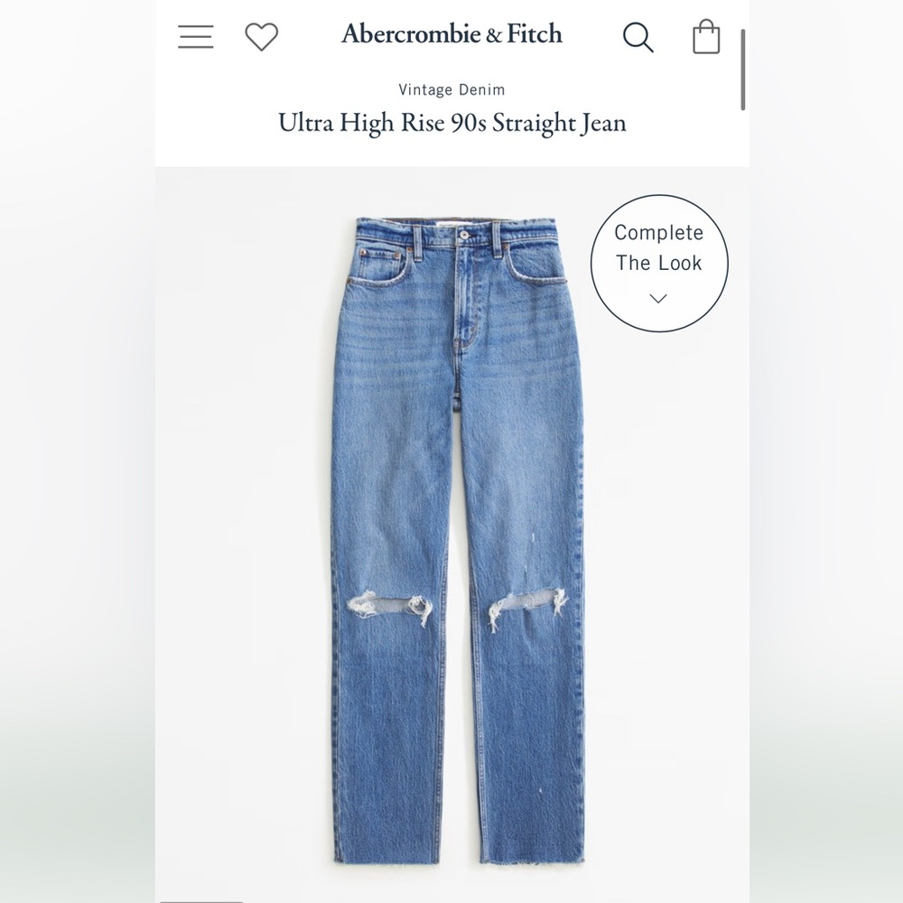 Abercrombie Ultra High Rise 90s Straight Jean - size 26